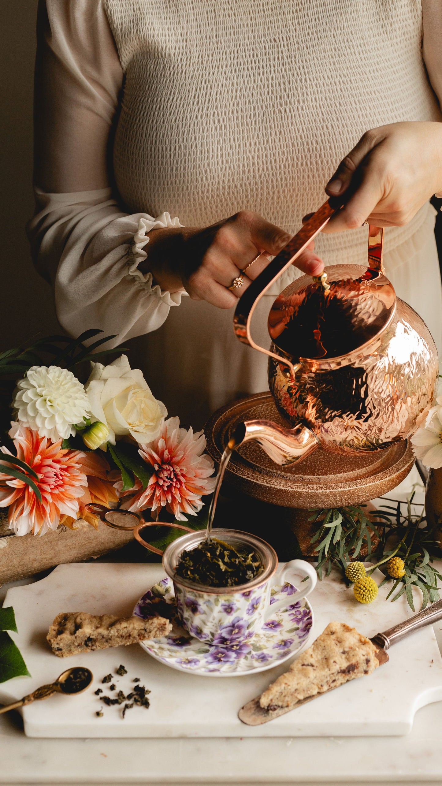 CMK Vintage Inspired Copper Hand Hammered Teapot