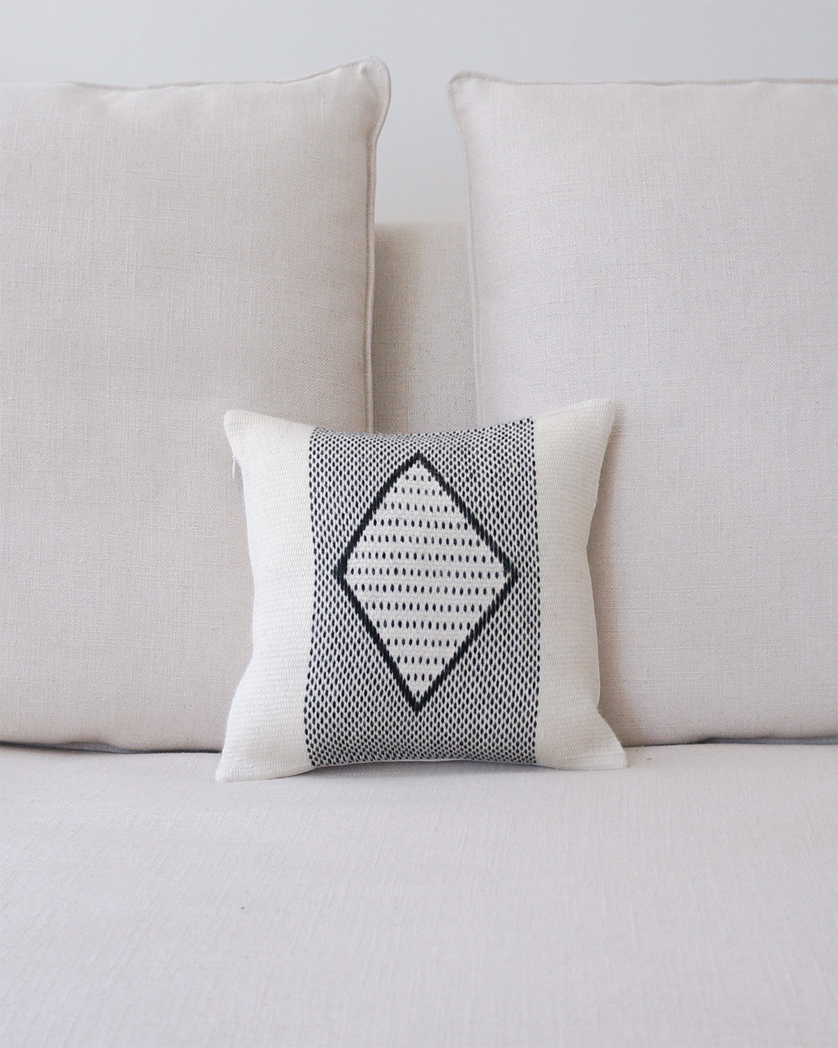 Diamante Square Textile Small Pillow in Ivory