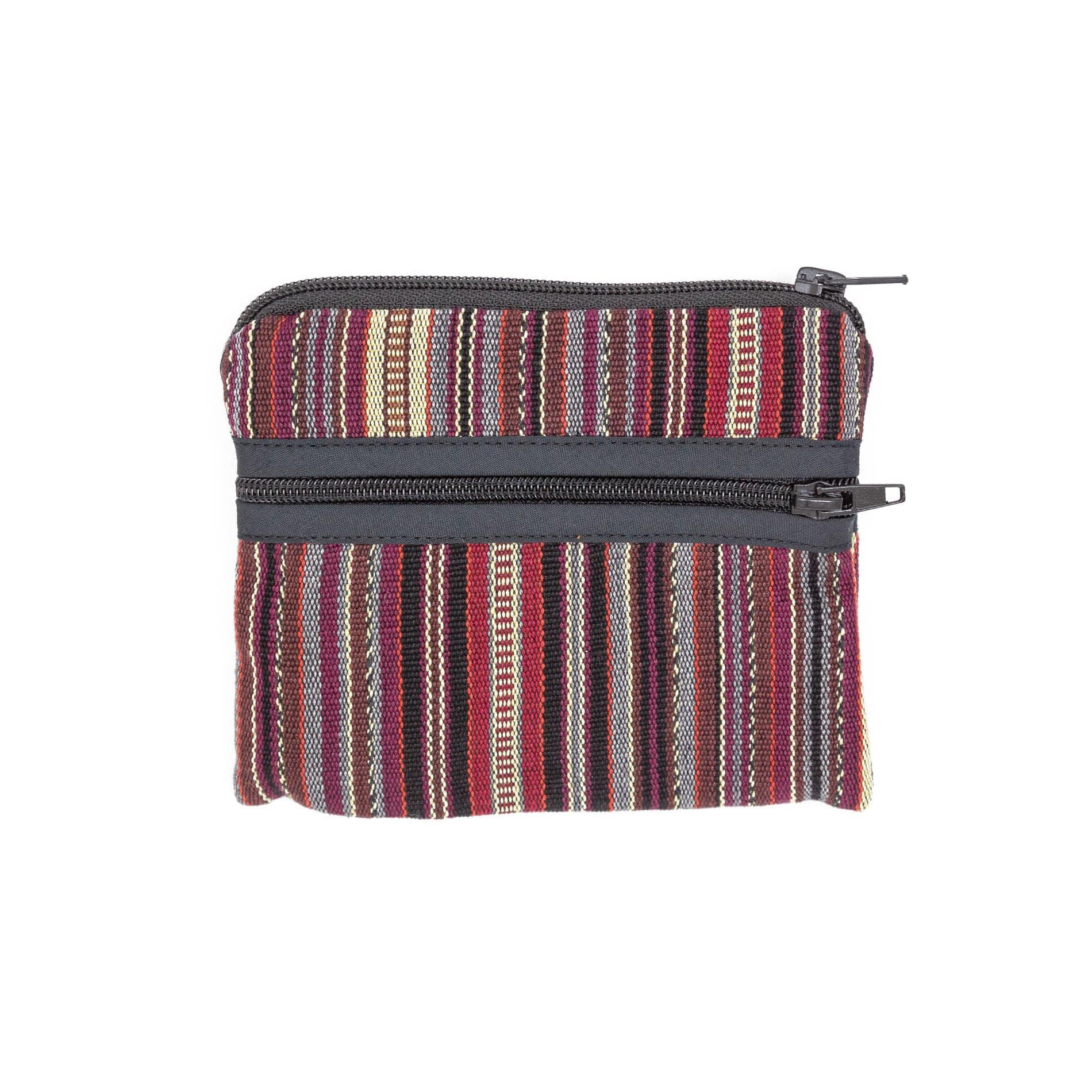 Guatemalan 3-Zip Coin Purse Earth Tone