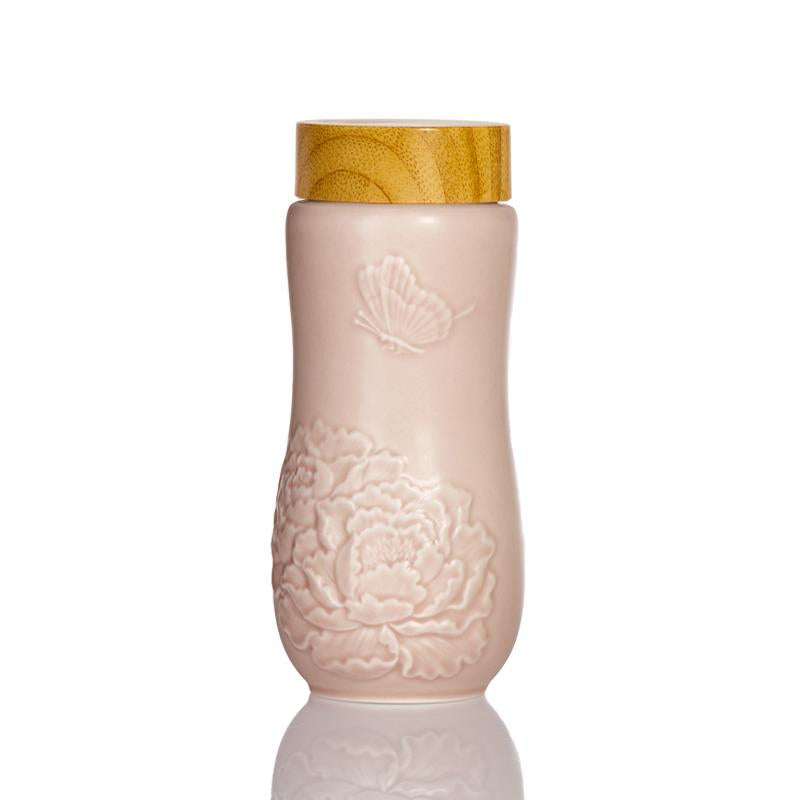 Golden Age Peony Ceramic Tea Tumbler