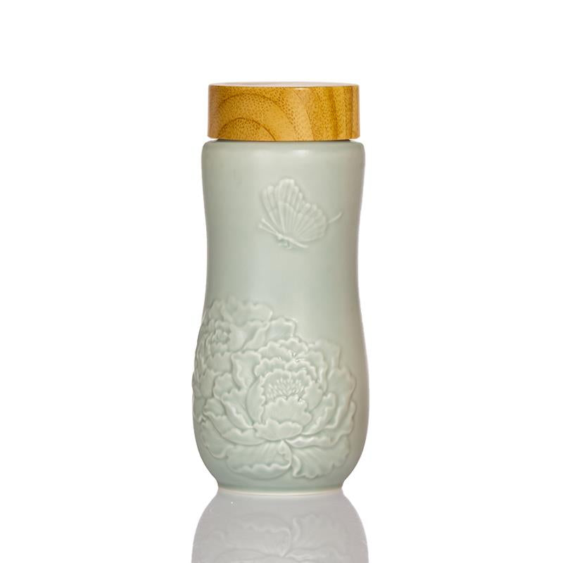 Golden Age Peony Ceramic Tea Tumbler