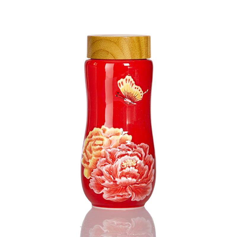 Golden Age Peony Ceramic Tea Tumbler