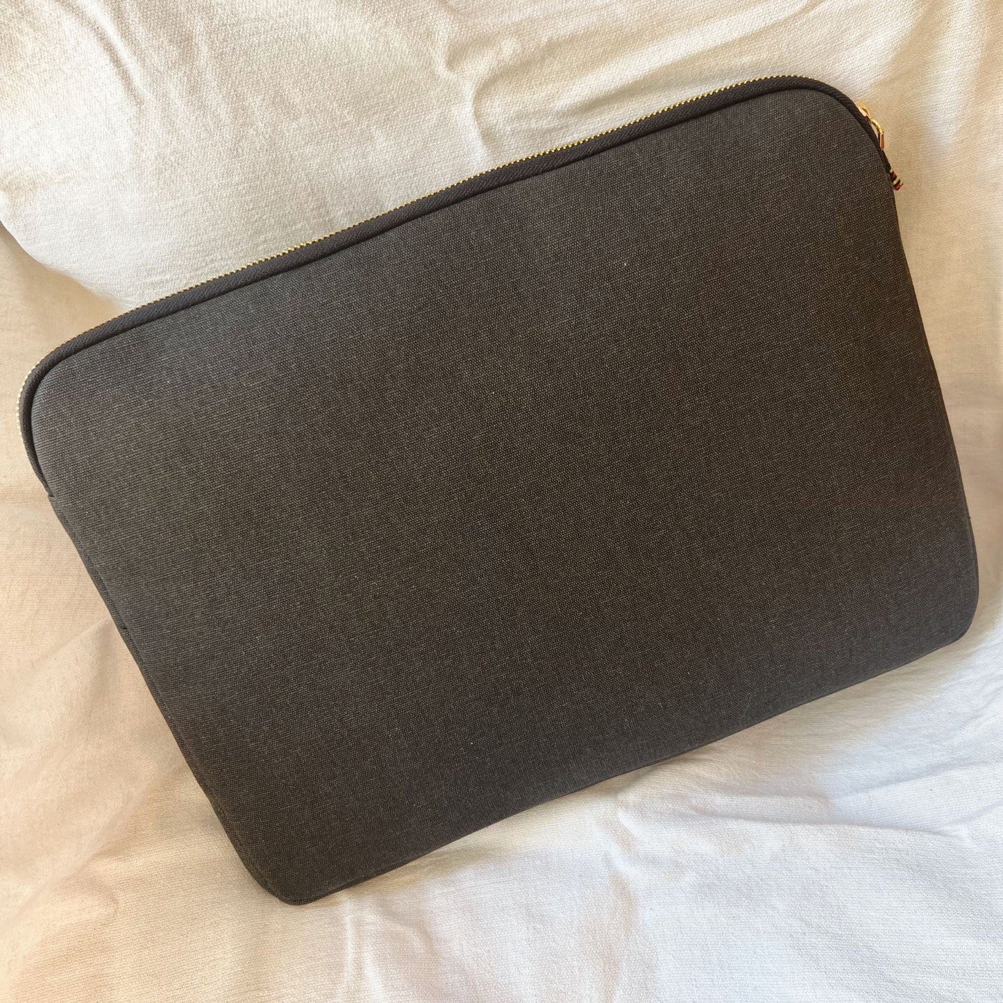 Zipped, Patterned, Black Canvas Laptop Case for 13" 14"