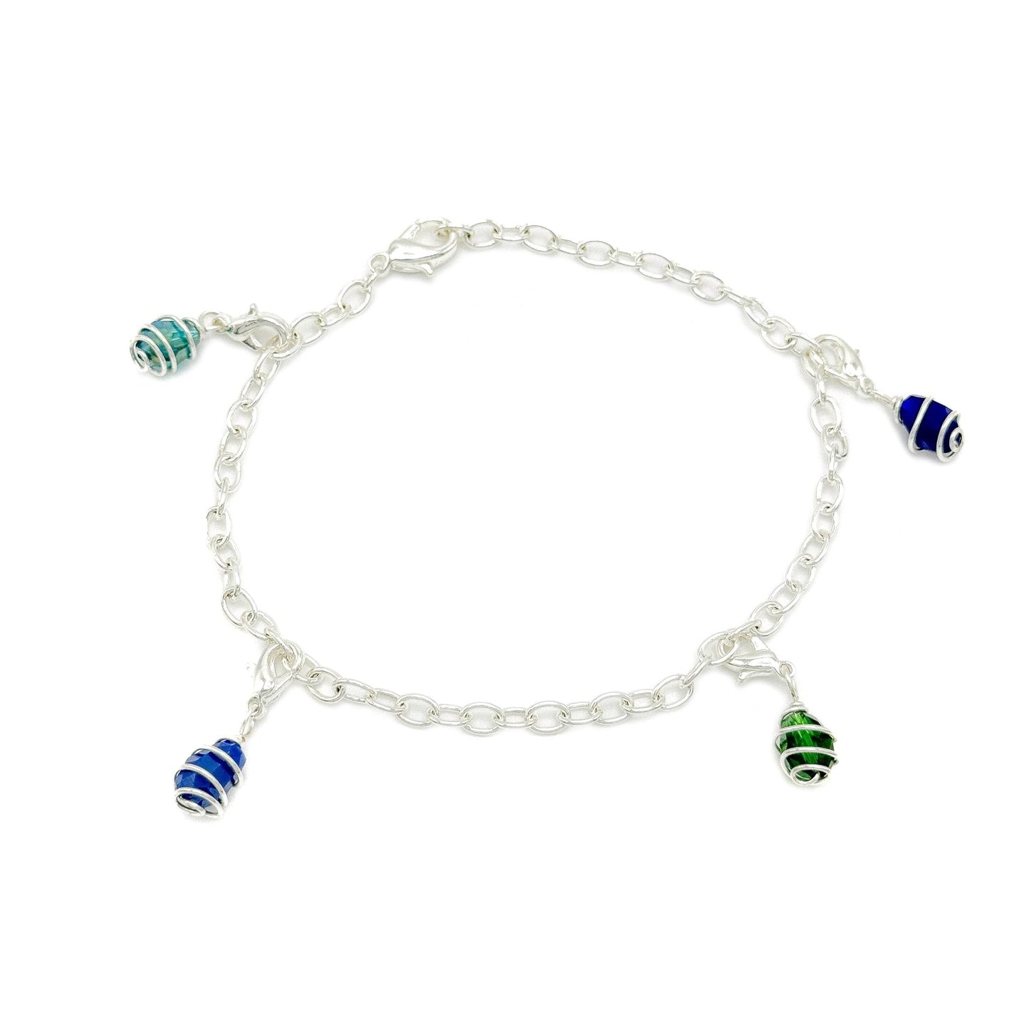 Blue green birthstone charm bracelet