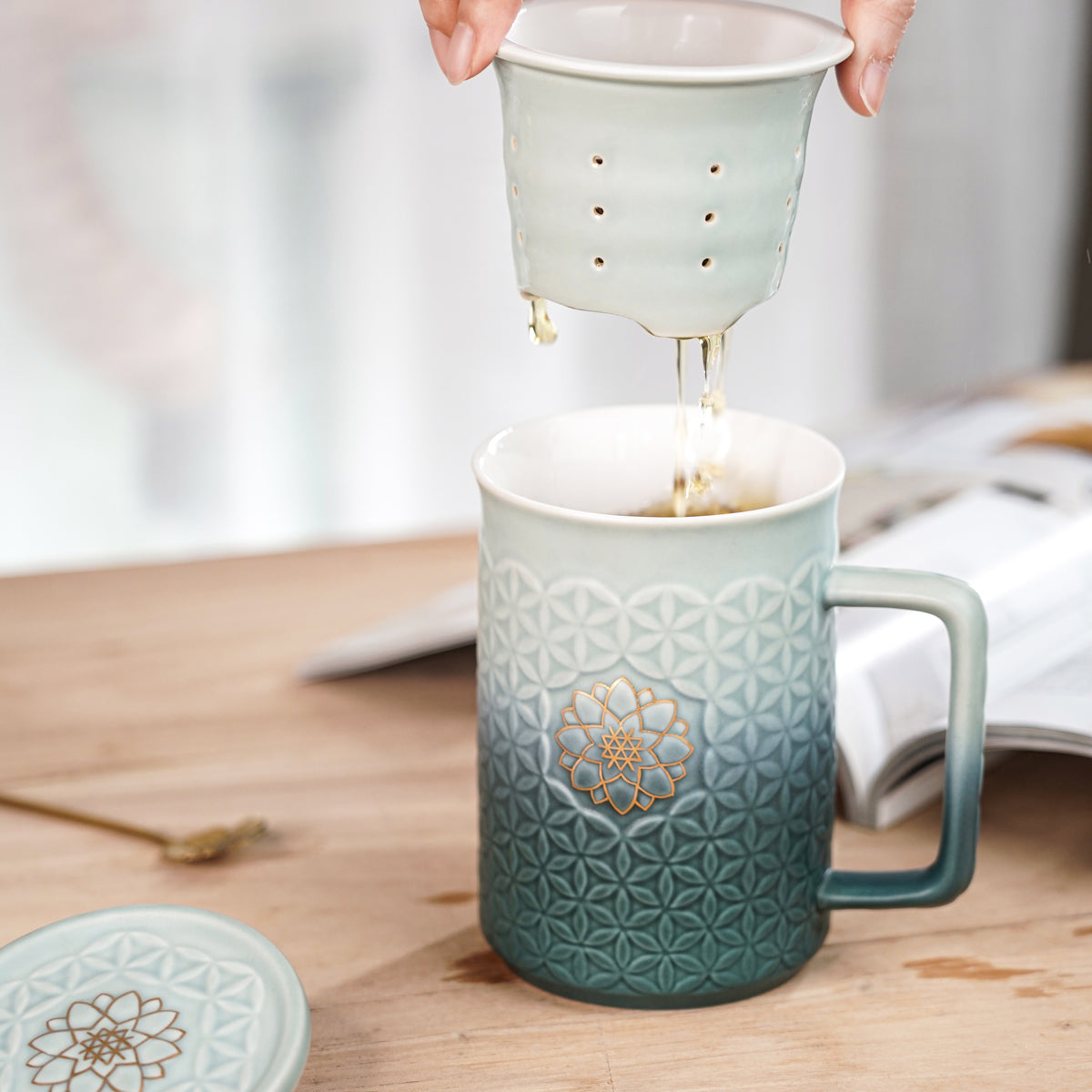 Flower of Life 3-in-1 Tea Mug with Infuser