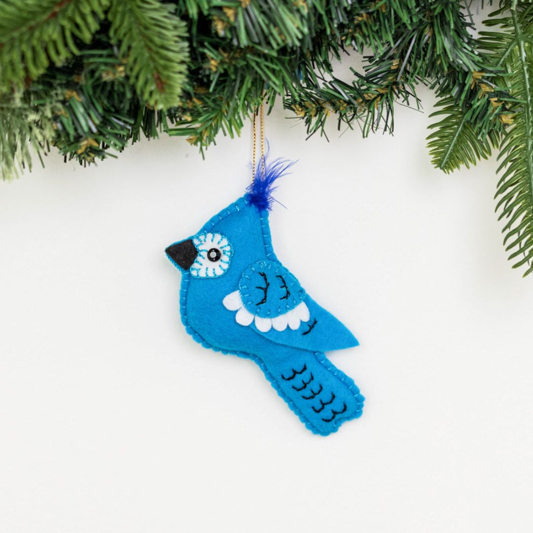 Felt Bluejay Ornament