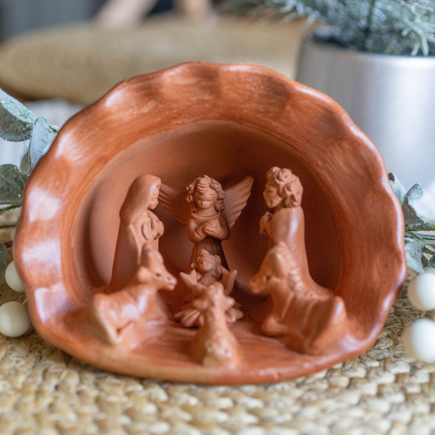 Large Terracotta Shell Nativity Scene