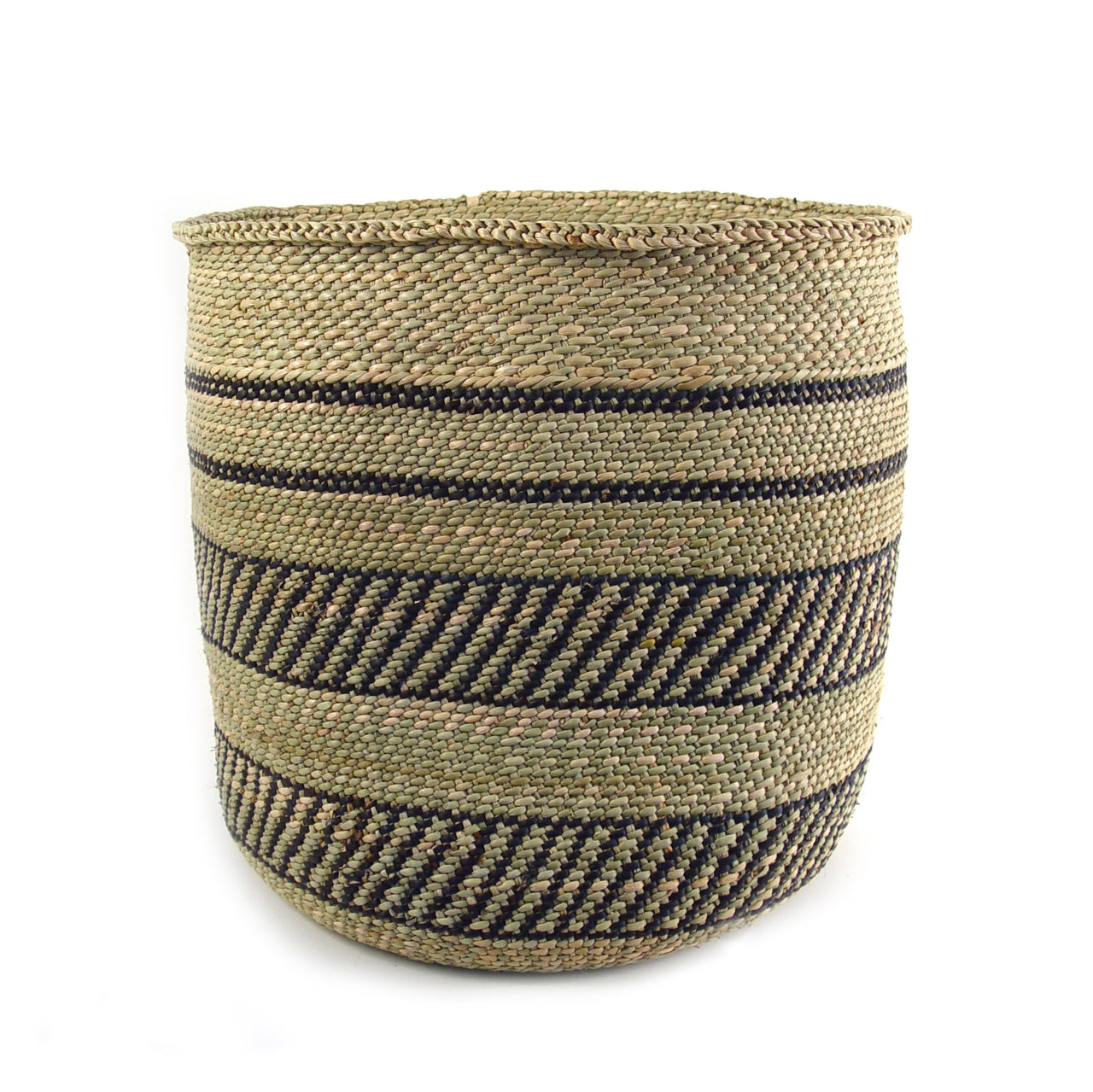 Iringa natural basket with black traditional stripe in extra large size