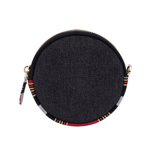 Black Canvas Round Coin Purse