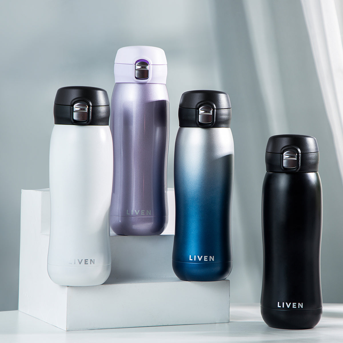 Liven Glow™ Ceramic-Coated Insulated Stainless Steel Water Bottle 17 oz