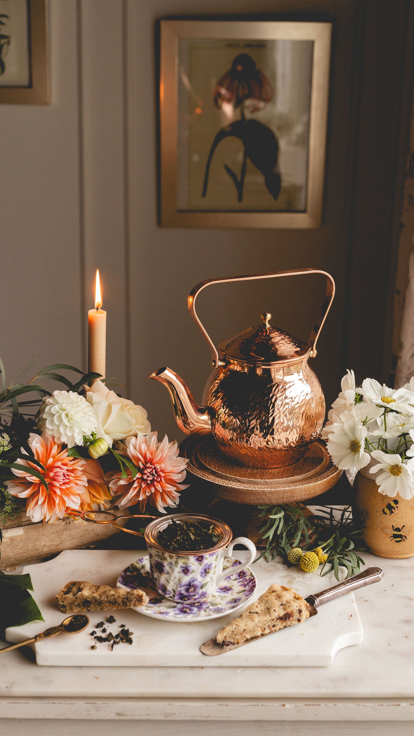 CMK Vintage Inspired Copper Hand Hammered Teapot