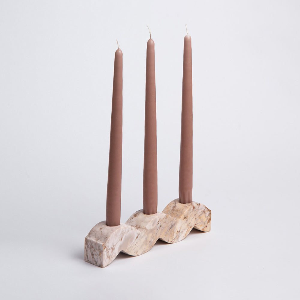 Wavy Candelabra - Creamy Soapstone