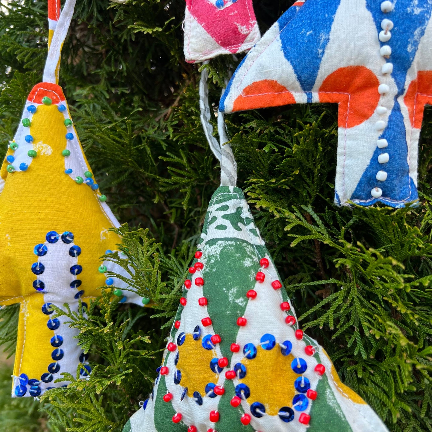 Hand Block Printed Ornament ~ Tree