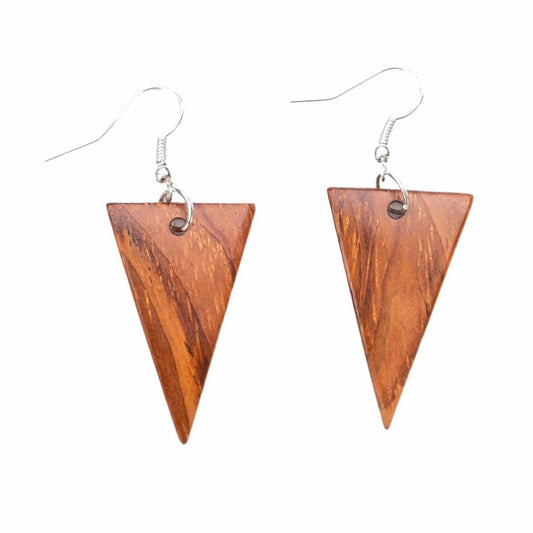 Wood Triangle Earrings