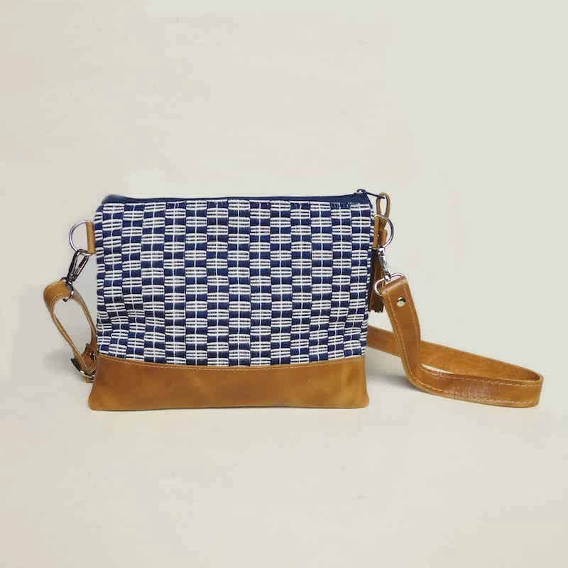 Sofia Leather and Woven Crossbody Bag