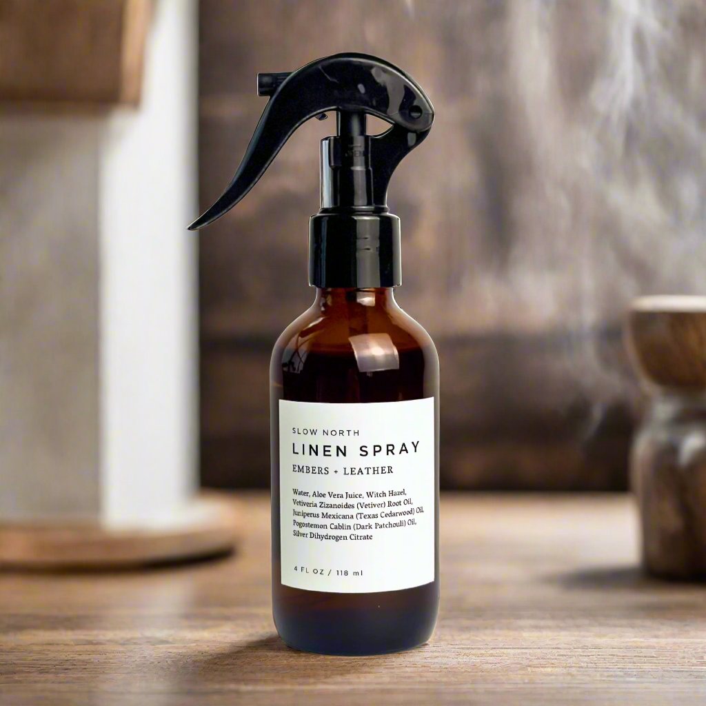 Warm, Cozy Natural Room Spray Smells like Leather - Aromatherapy