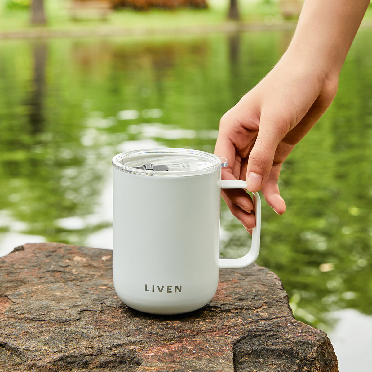 Liven Glow™ Ceramic-Coated  Stainless Steel Camp Mug 16 oz