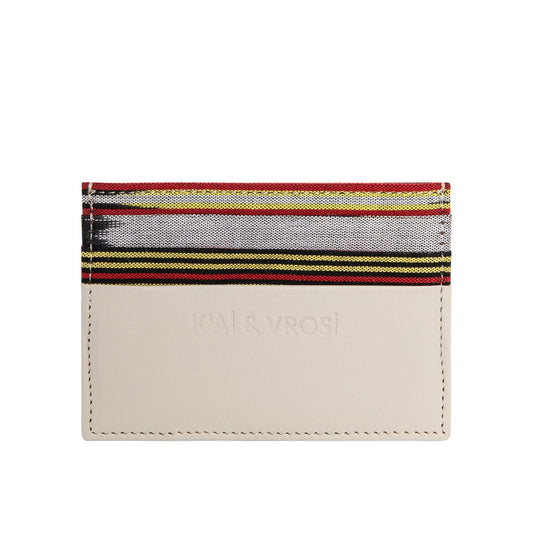 Cream Leather Canvas Cardholder