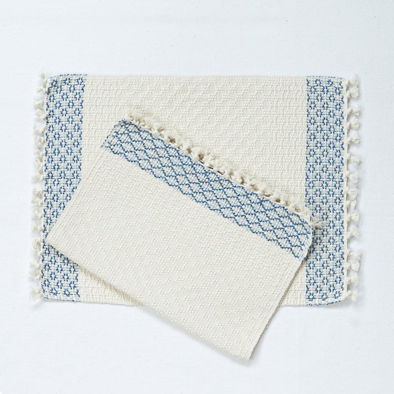 Hydrangea Blue Floral Woven Placemats