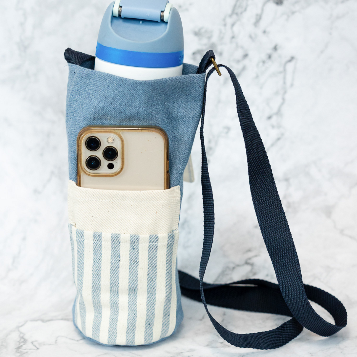 Upcycled Denim Water Bottle Holder Bag