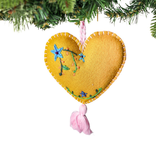 Guatemalan Embroidered Heart Ornament