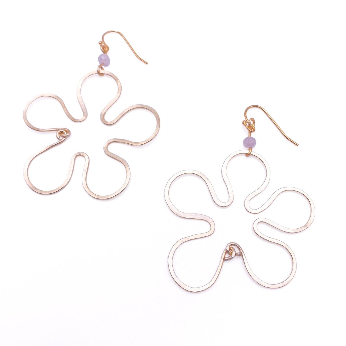 Purple gold flower earrings