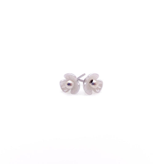 Pearlescent flower silver stud earrings