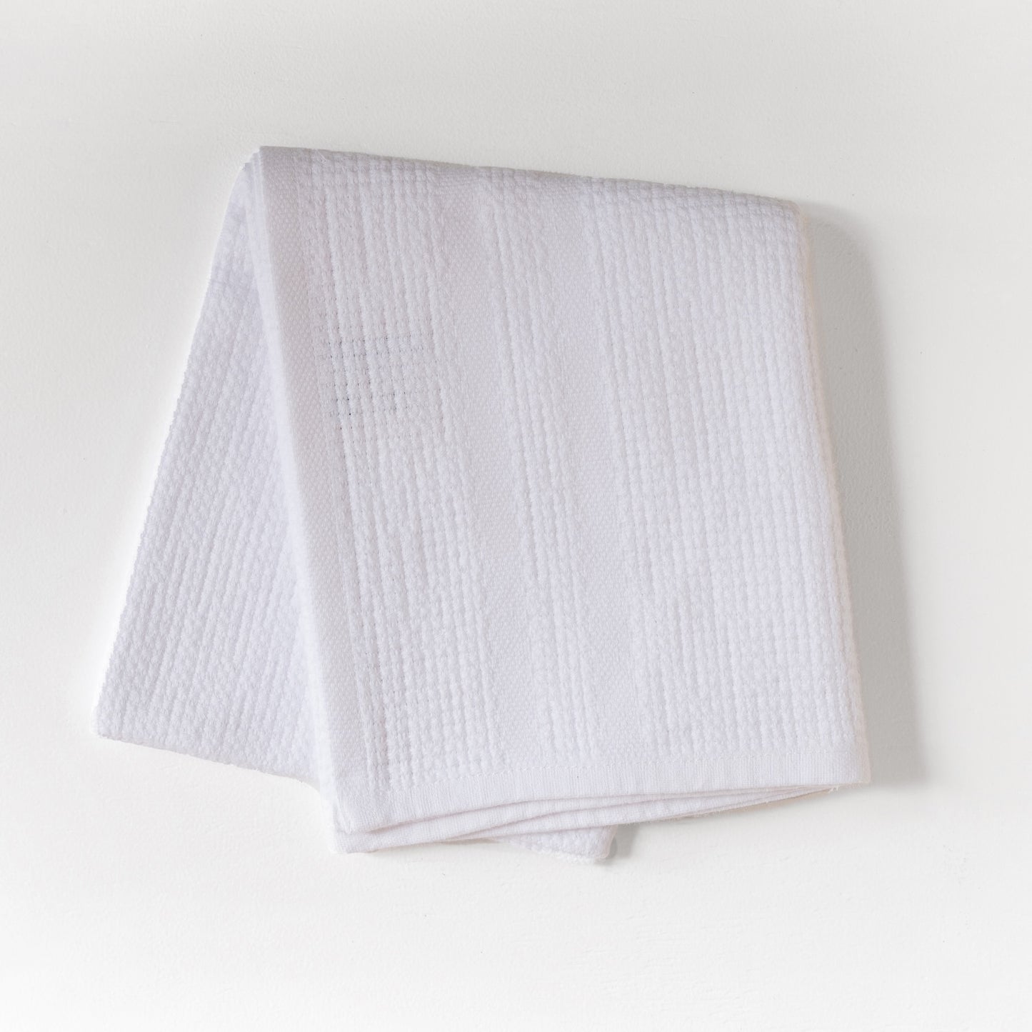 S/2 Organic Block Rib Hand Towel - White