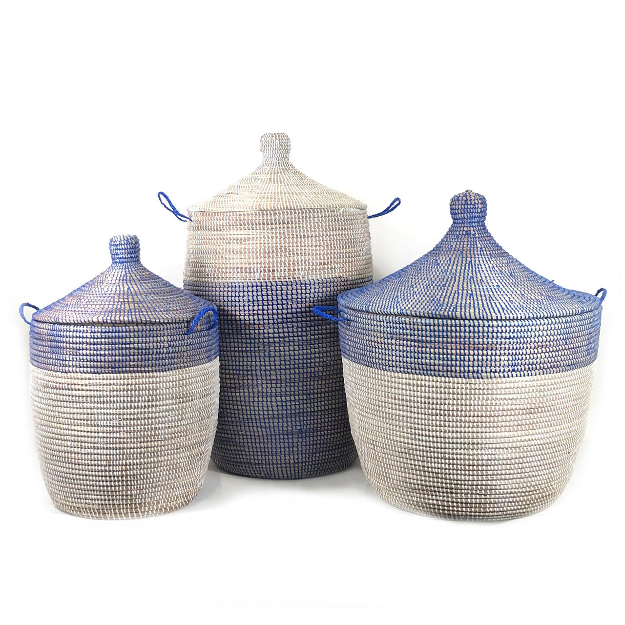 Navy and white medium two tone basket set