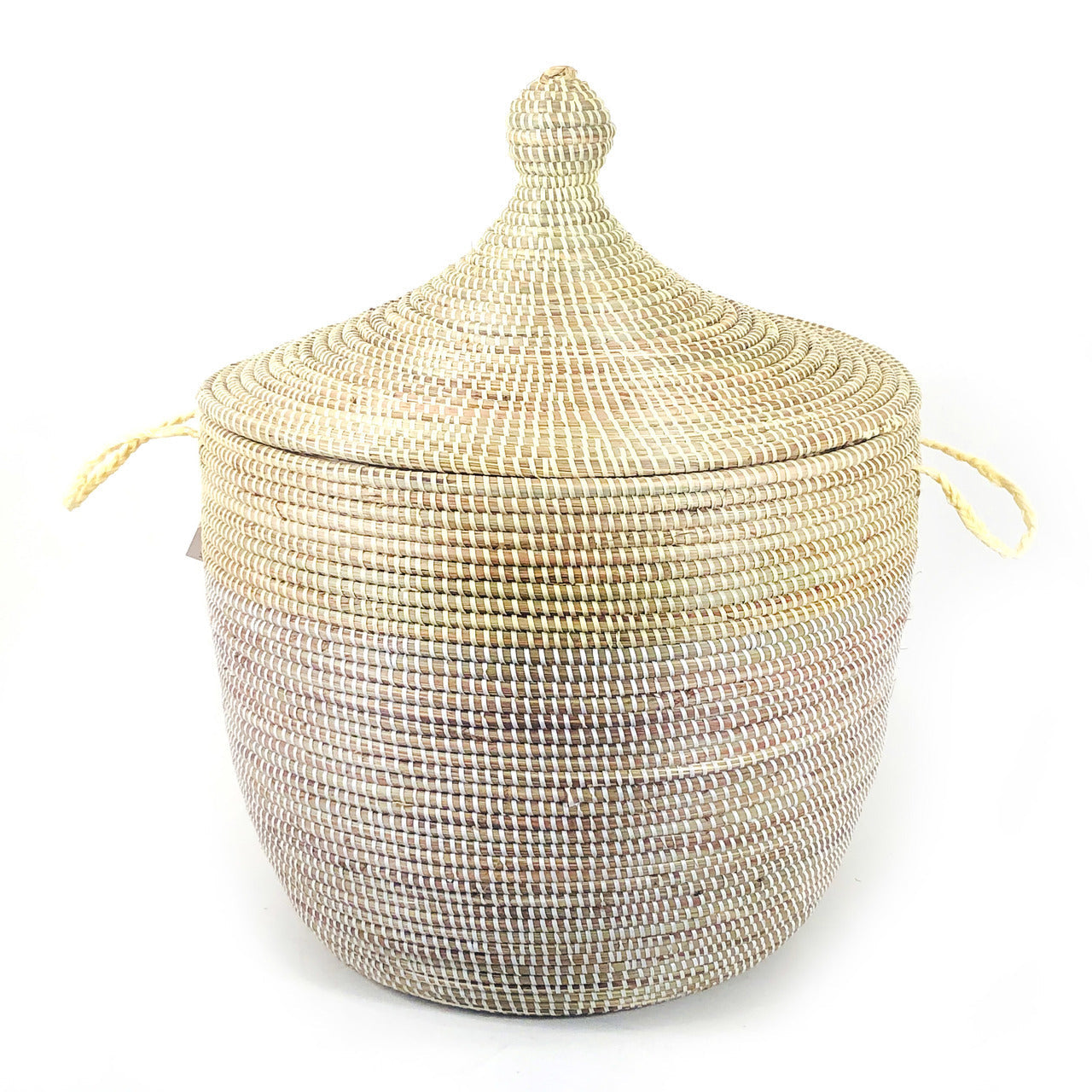 minimalist wide basket, natural and white