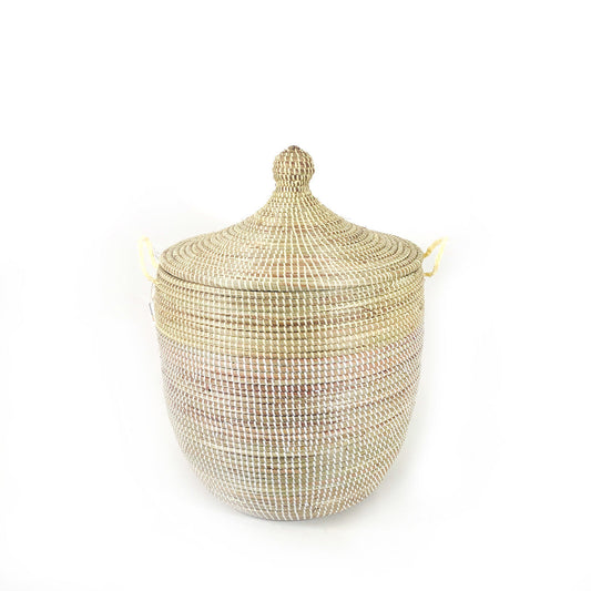 two tone basket, natural and white