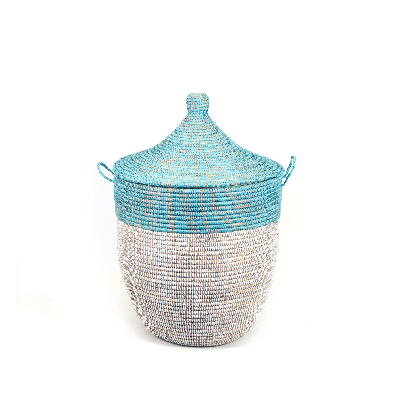 Turquoise and white medium two tone basket