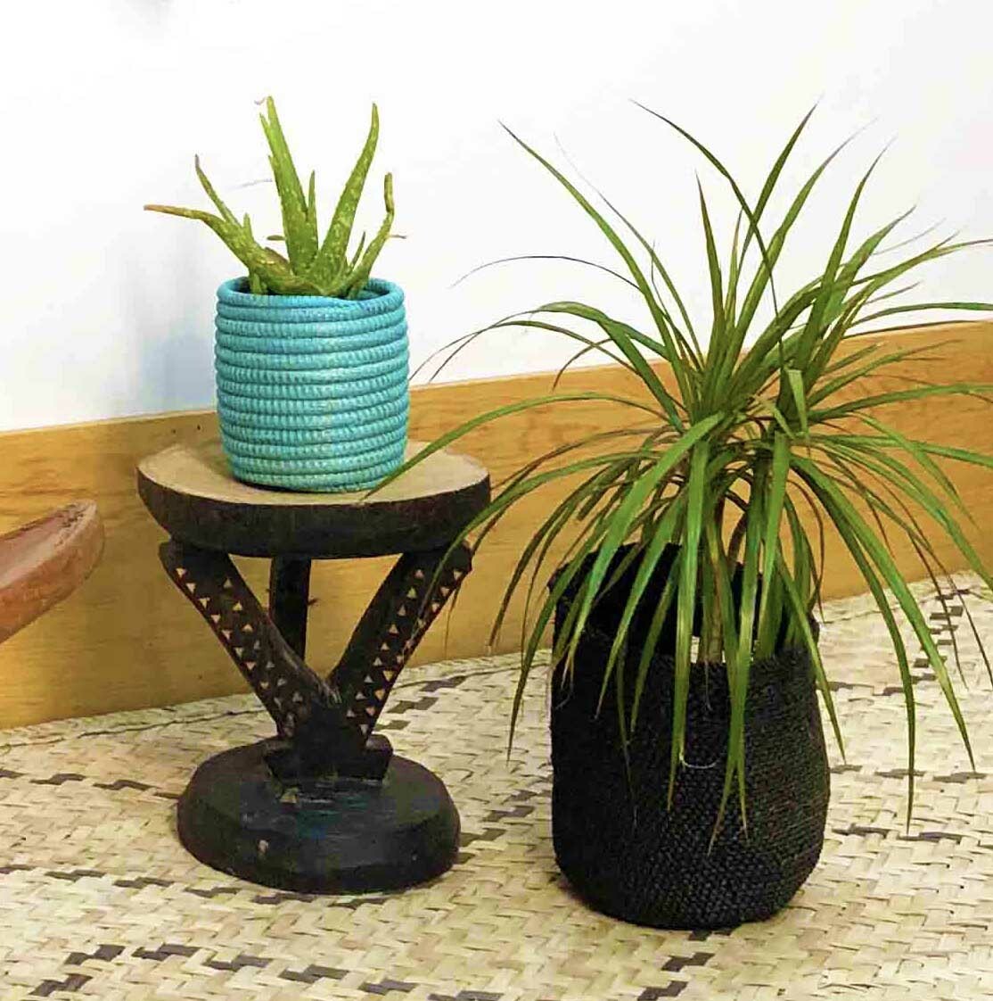 succulent mini basket planter turquoise