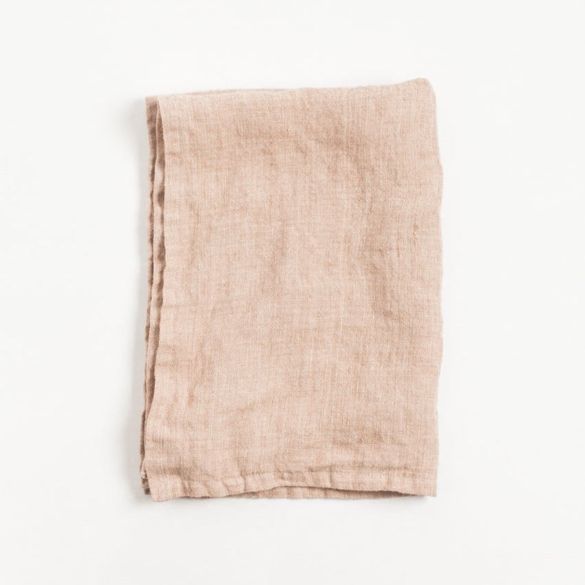 Stone Washed Linen Tea Towel - Blush