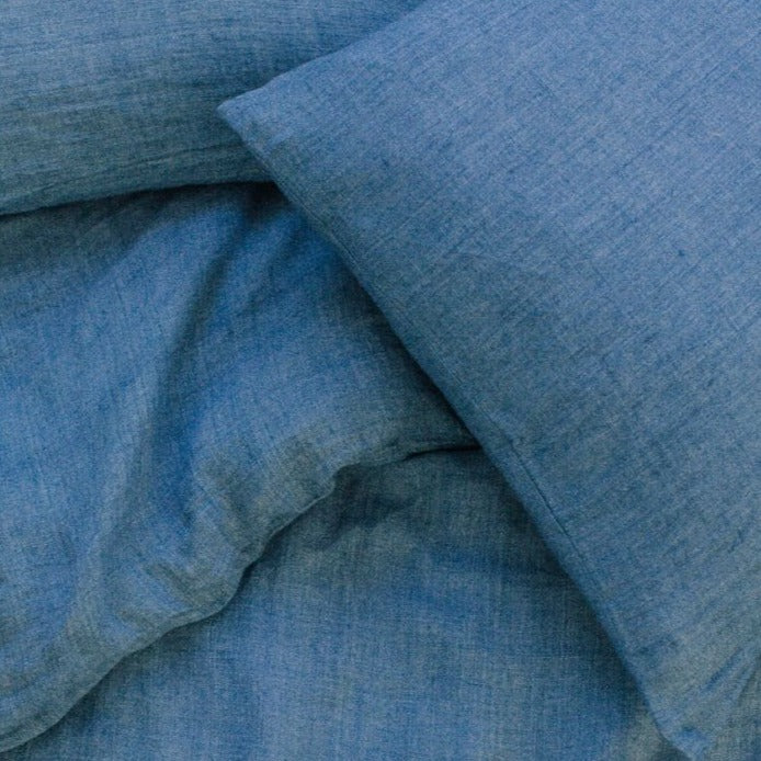 Linen Duvet Cover Set - Denim Blue