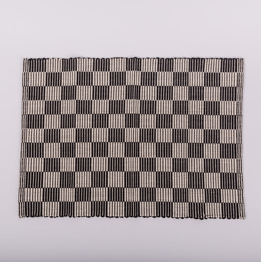 S/4 Handloomed Checkered Placemats - Black