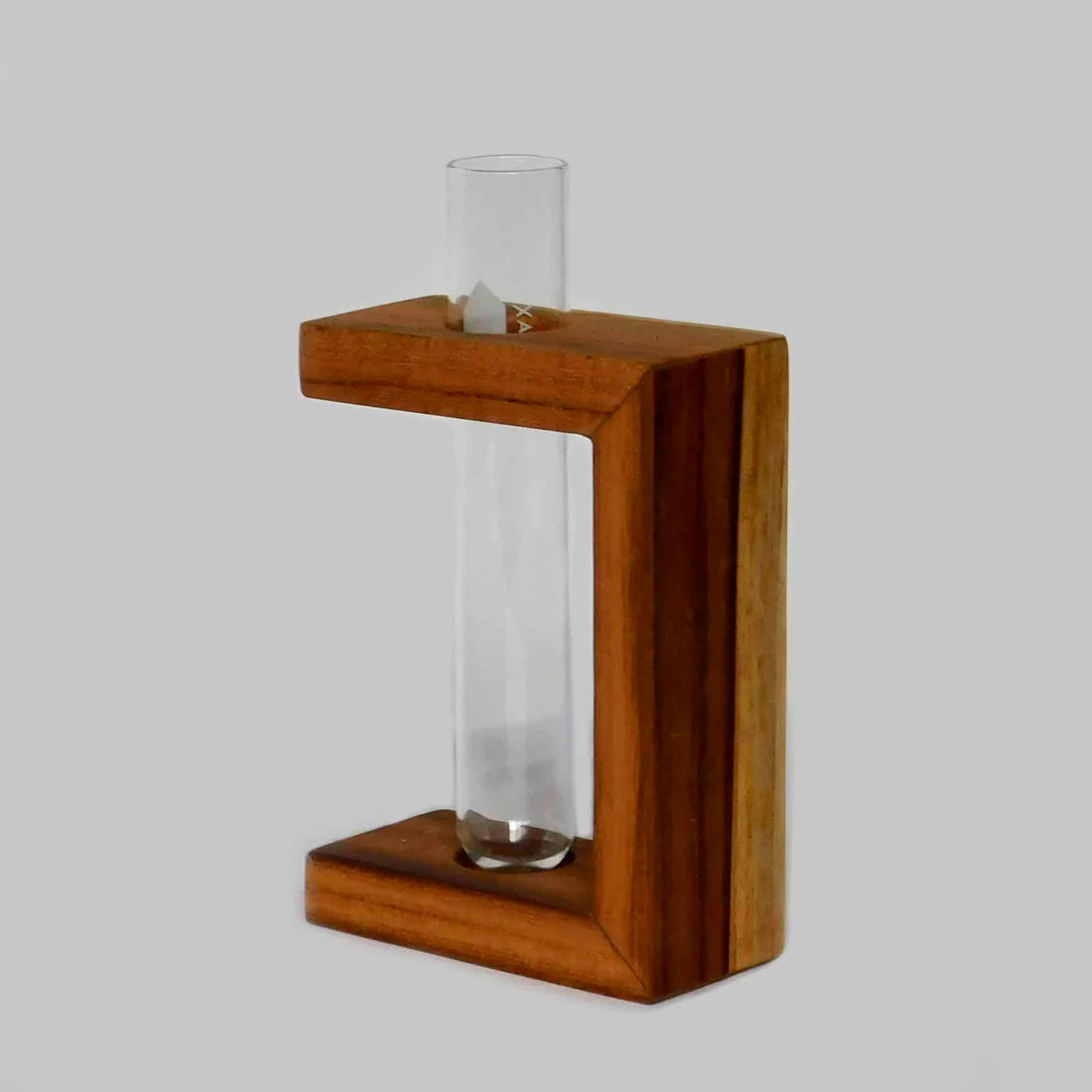 Teak Half-Square Propagation Vase