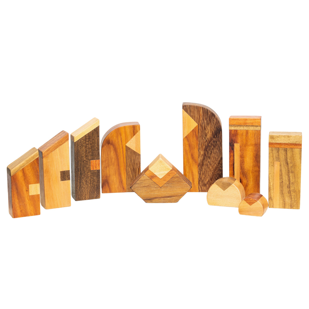 Modern Wood Nativity Scene - 10 piece