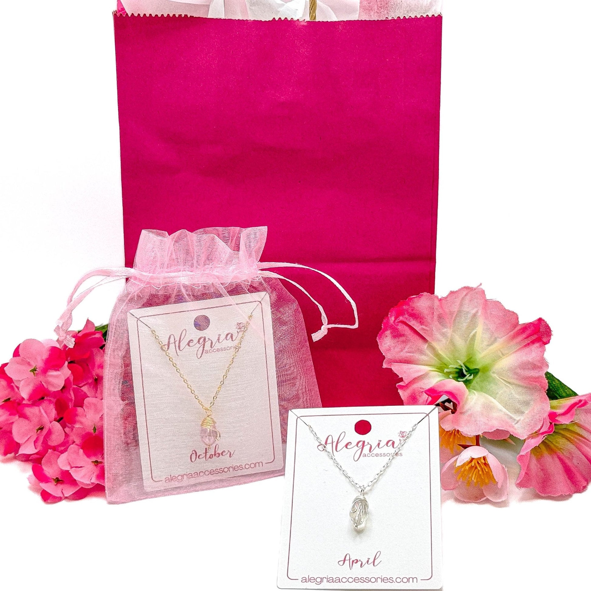 Alegria birthstone necklace gift packaging