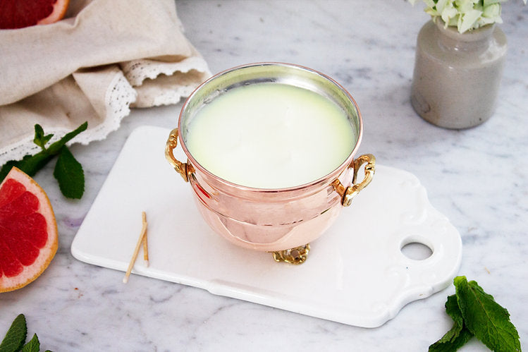 CMK Vintage French Inspired Grapefruit Mint Jardinière Candle