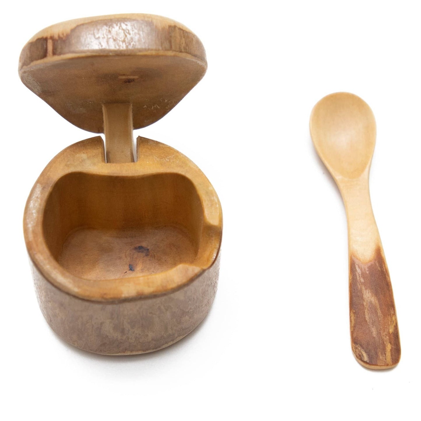 Mini wood salt box and spoon