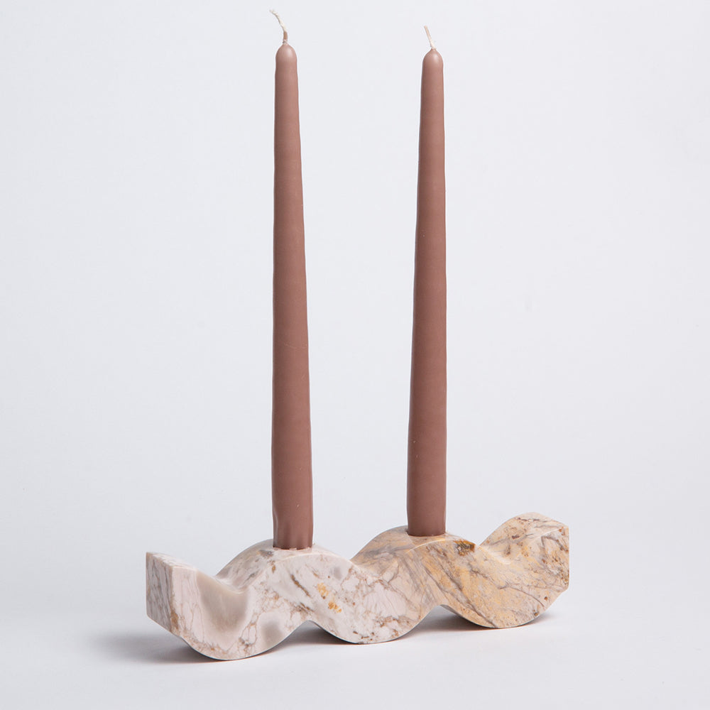 Wavy Candelabra - Creamy Soapstone