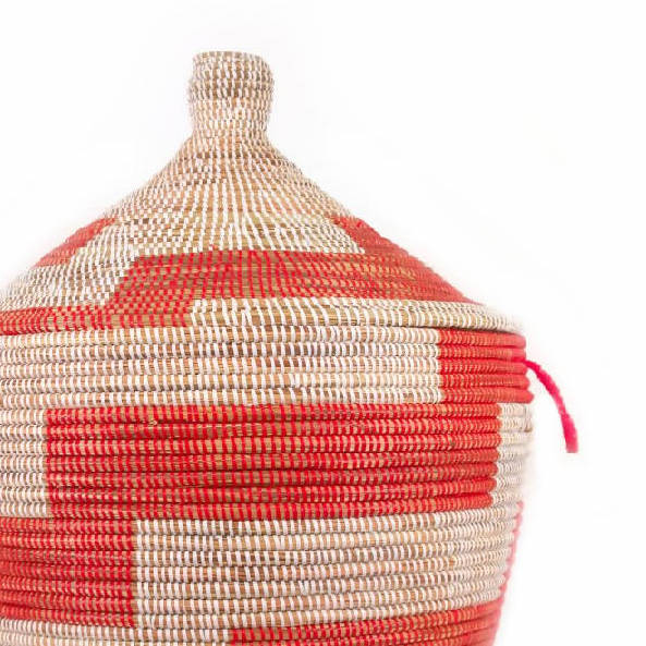 Low Storage Basket - Red Stripe